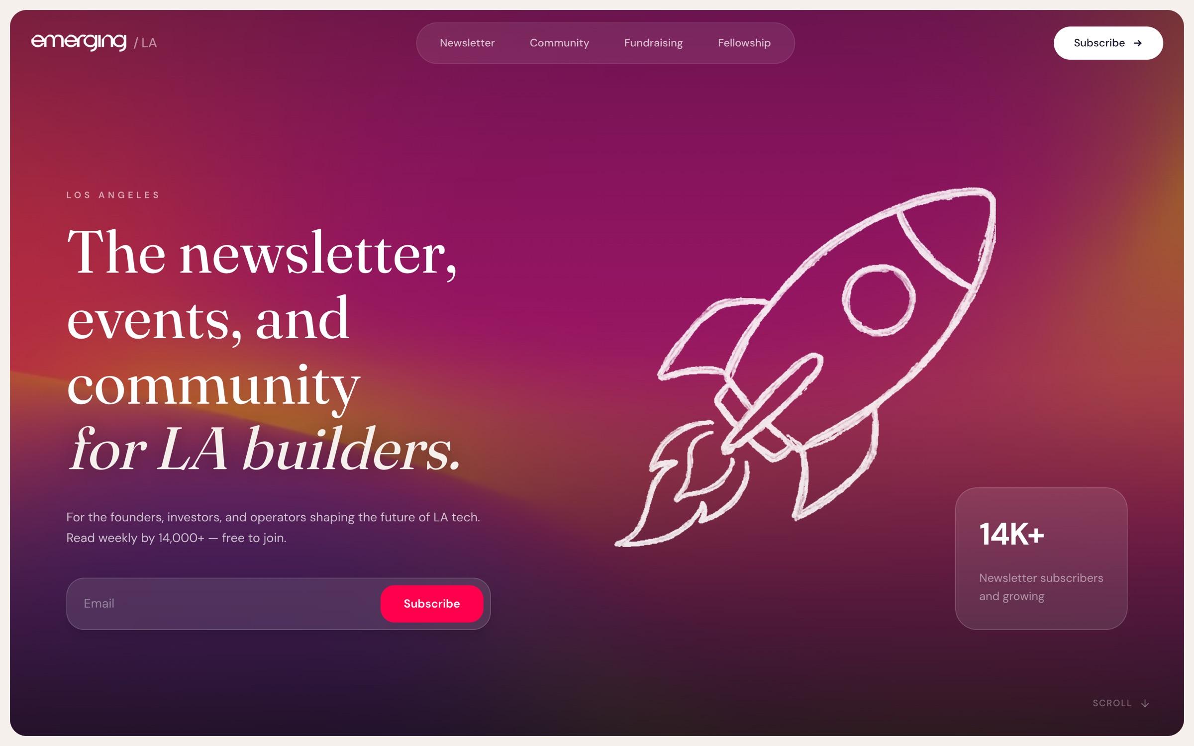 emerging LA home: The newsletter, events, and community for LA builders, with the chalk rocket
