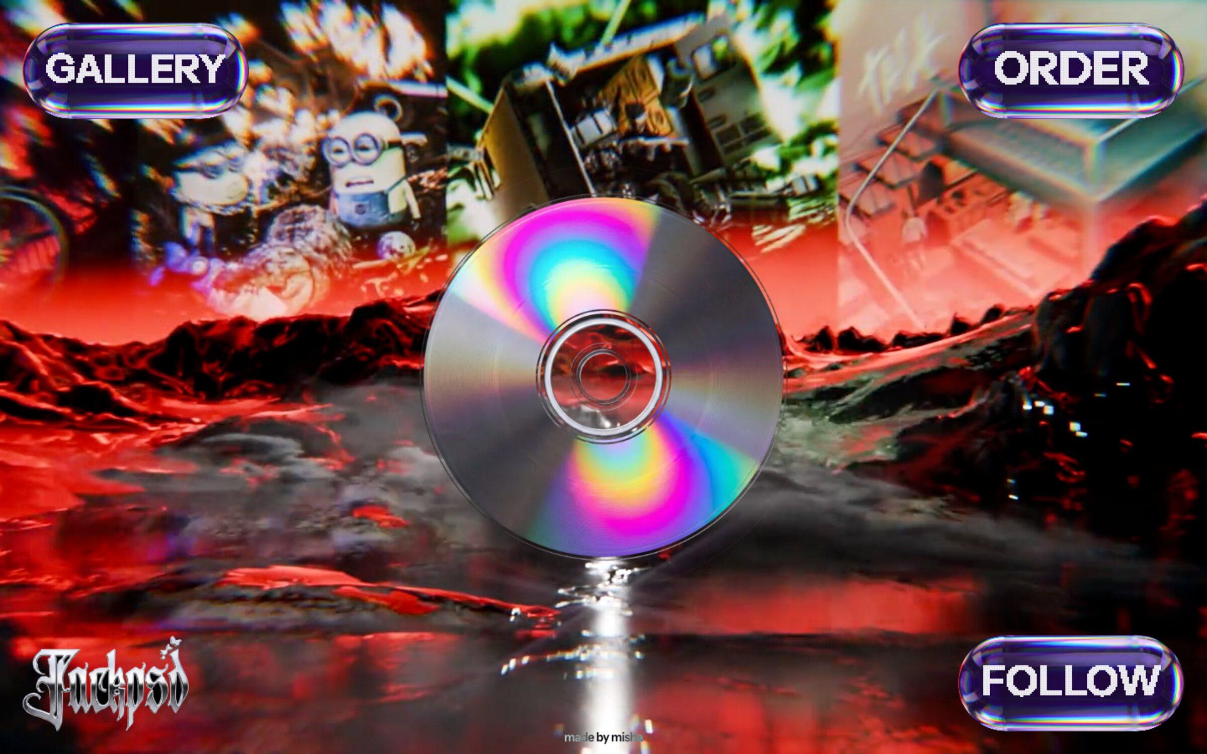 jackpsd.com: the CD over his scene, gallery, order and follow as glass buttons, the chrome wordmark in the corner