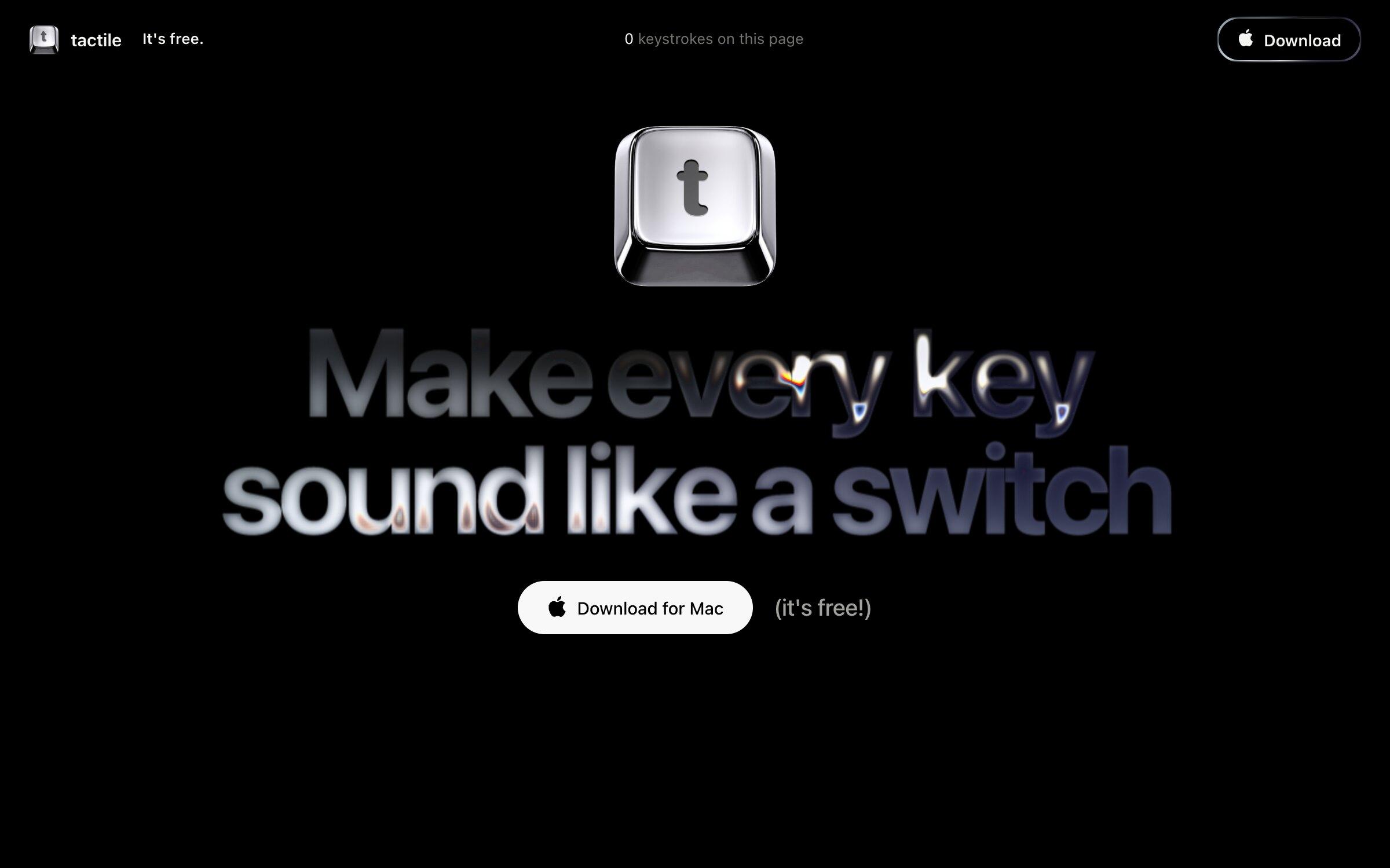 tactile site hero: the chrome t keycap above Make every key sound like a switch