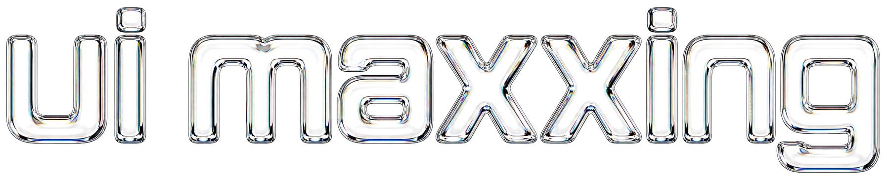 The final glass outline wordmark: ui maxxing