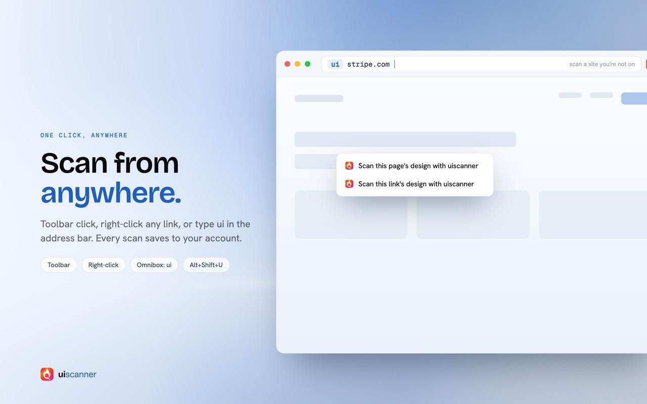 Chrome Web Store screenshot: Scan from anywhere, with the right click menu