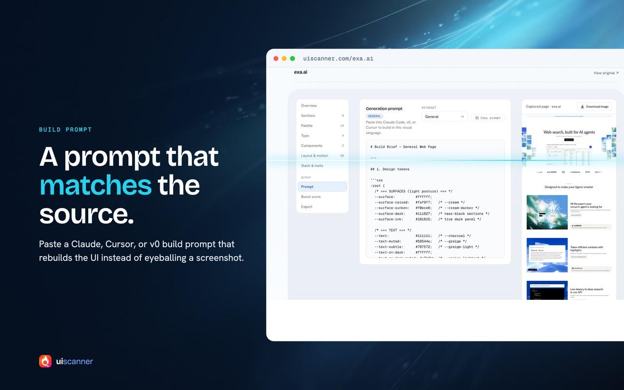 Chrome Web Store screenshot: A prompt that matches the source, on a dark sky